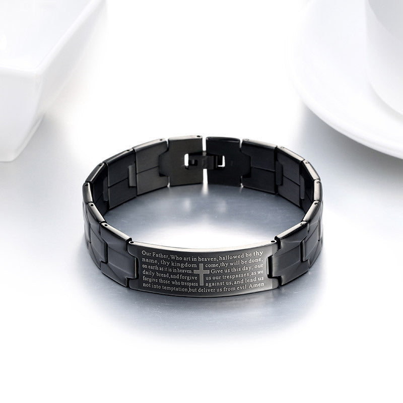 Stainless Steel Cross Bible Bracelet