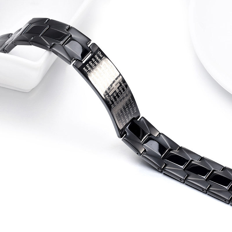 Stainless Steel Cross Bible Bracelet