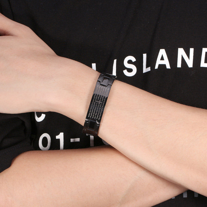 Stainless Steel Cross Bible Bracelet