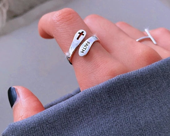 Sterling Silver Faith Cross Ring