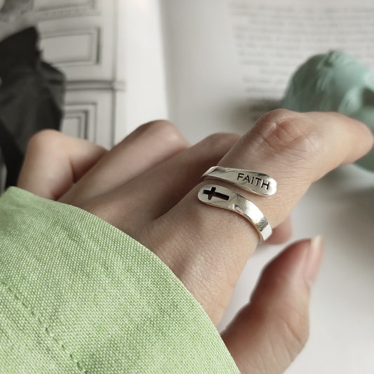 Sterling Silver Faith Cross Ring