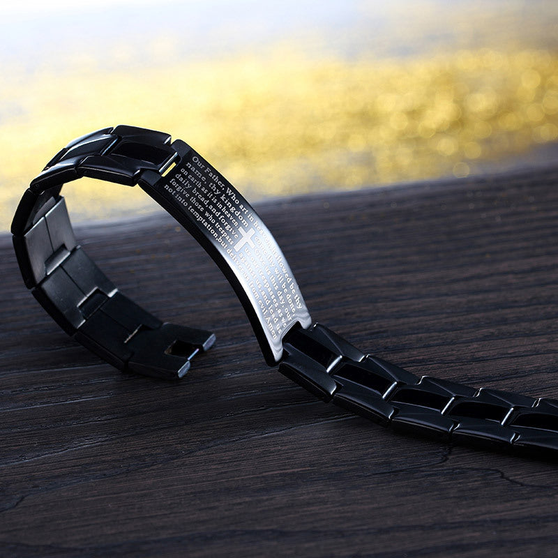 Stainless Steel Cross Bible Bracelet