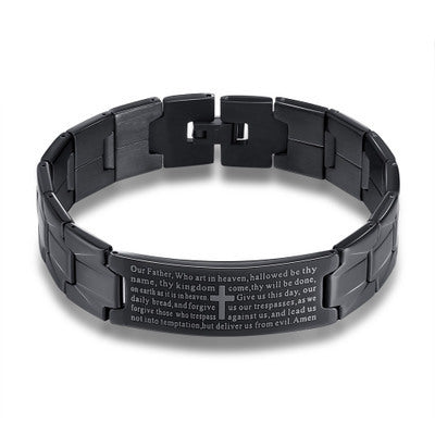 Stainless Steel Cross Bible Bracelet
