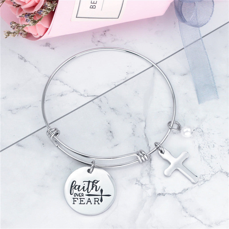 Creative Lettering Faith Over Fear Bracelet