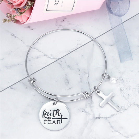 Creative Lettering Faith Over Fear Bracelet